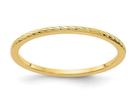 1.2mm 14k Yellow Gold Twisted Pattern Stackable Band Cheap