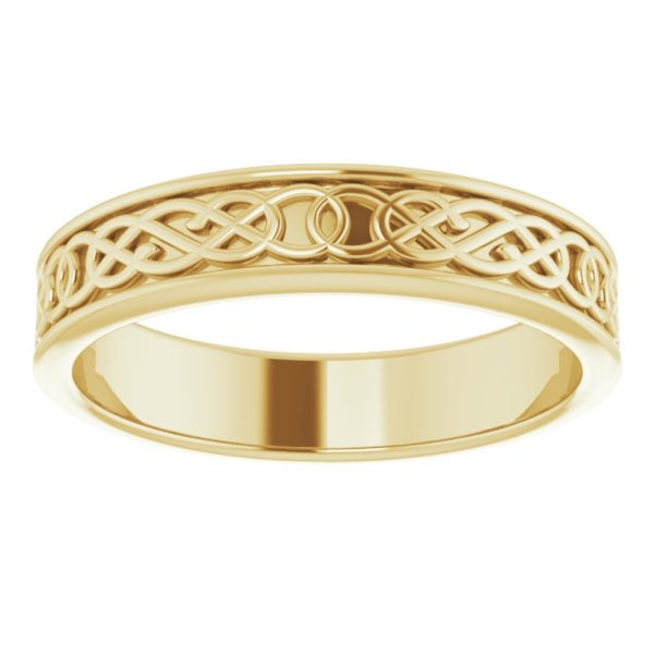 Men s 5mm 14K Yellow Gold Celtic Inspired Standard Fit Band For Cheap