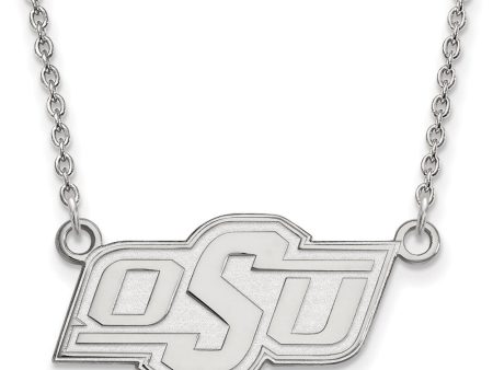 14k White Gold Oklahoma State OSU Small Pendant Necklace Online Hot Sale