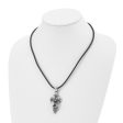 Men s Stainless Steel & Leather Antiqued Snake Cross Necklace, 20 Inch For Sale