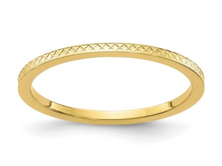 1.2mm 10k Yellow Gold Crisscross Flat Stackable Band Online Sale