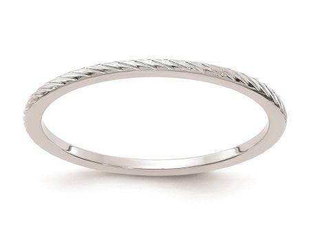 1.2mm 10k White Gold Twisted Pattern Stackable Band on Sale