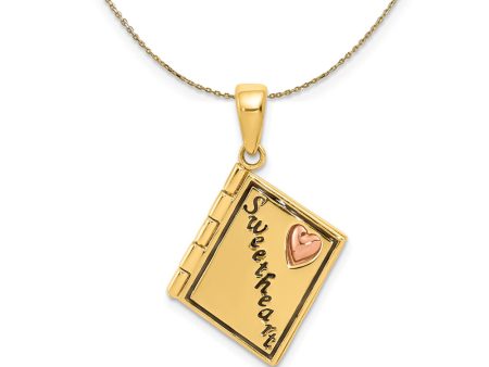 14k Two Tone Gold & Enamel Sweetheart Book Necklace Online Sale