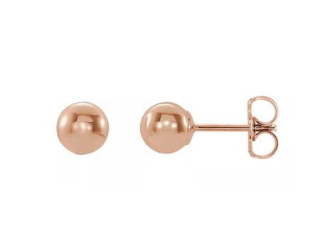 14K Rose Gold Polished Hollow Ball Post Earrings, 3mm to 8mm Cheap