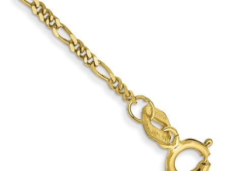 1.25mm 10K Yellow Gold Solid Flat Figaro Chain Anklet Sale