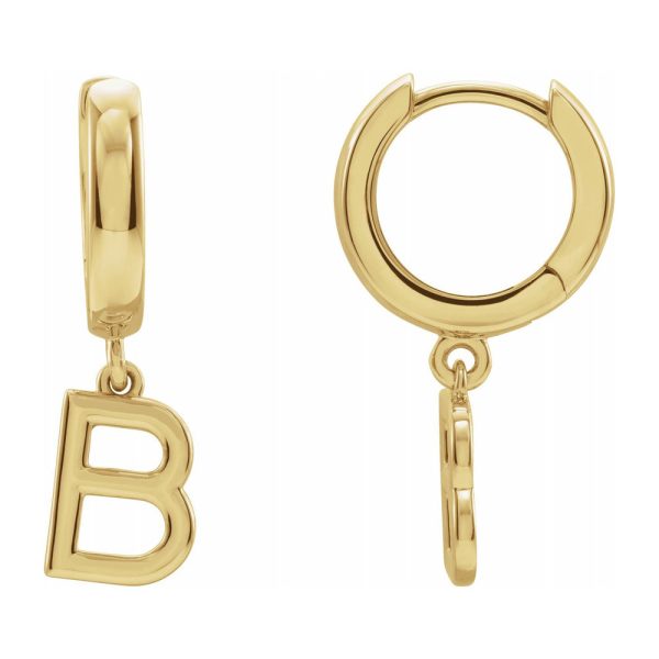 Single, 14k Yellow Gold Initial A-Z Dangle Hoop Earring, 21mm Sale