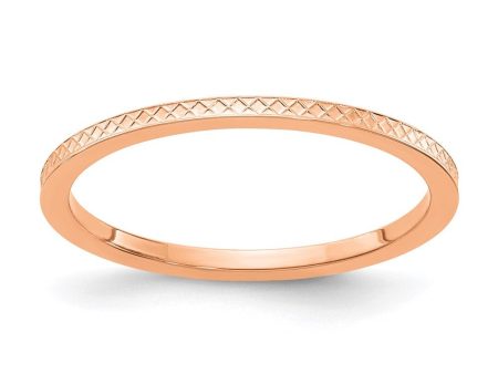 1.2mm 14k Rose Gold Crisscross Flat Stackable Band For Cheap