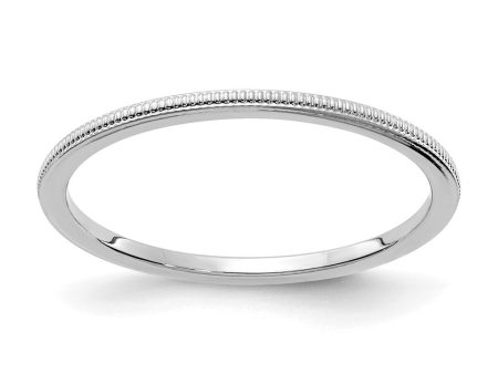 1.2mm 10k White Gold Milgrain Stackable Band For Cheap