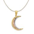 14k Yellow & Rose Gold with Rhodium D C Crescent Moon Necklace Sale