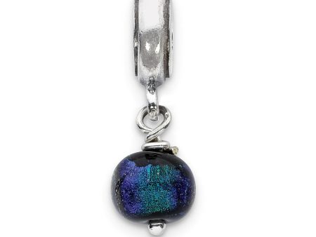 Dichroic Glass & Sterling Silver Purple Dangle Bead Charm Online