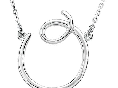 14k White Gold, Olivia Collection, Medium Script Initial O Necklace For Sale