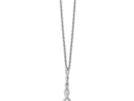 Twisted Diamond Pendant Adjustable Necklace in Rhodium Plated Silver Online