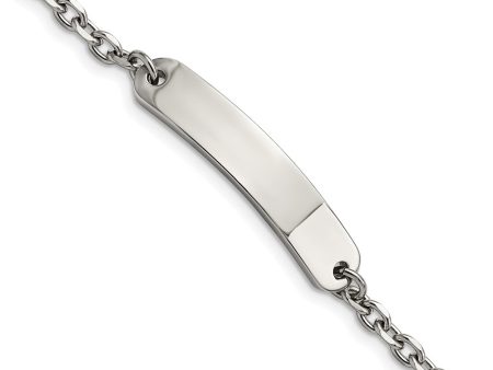 Women s Stainless Steel Cable Link I.D. Bracelet, 7 Inch Fashion