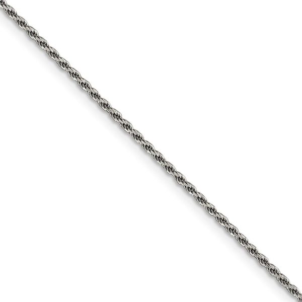 1.5mm Rhodium Plated Sterling Silver Solid D C Rope Chain Anklet Online Sale