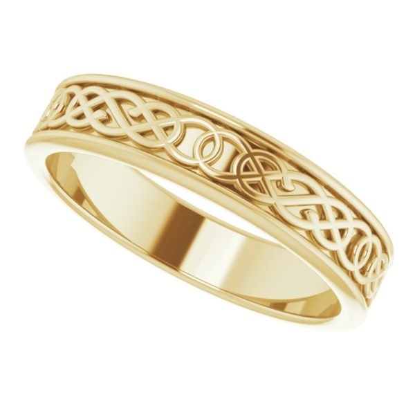 Men s 5mm 14K Yellow Gold Celtic Inspired Standard Fit Band For Cheap