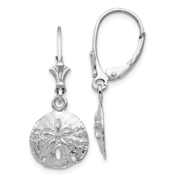 12mm Sand Dollar Lever Back Earrings in 14k White Gold Discount