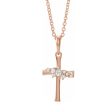 14K Gold .06 CTW Diamond Cluster Tiny Cross Necklace, 16-18 Inch Online